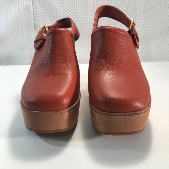 Charlotte Stone Leather Platform Mules - Rust - Picture 6 of 11